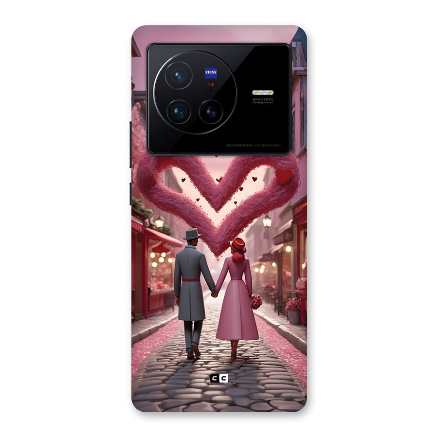 Valetines Couple Walking Back Case for Vivo X80