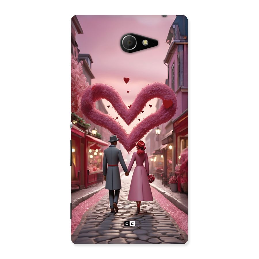 Valetines Couple Walking Back Case for Xperia M2