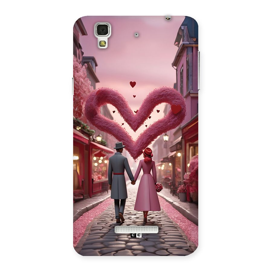 Valetines Couple Walking Back Case for YU Yureka Plus