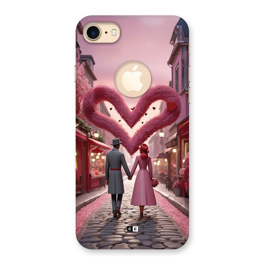 Valetines Couple Walking Back Case for iPhone 7 Logo Cut