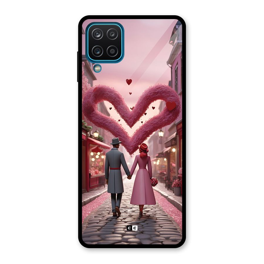 Valetines Couple Walking Glass Back Case for Galaxy A12