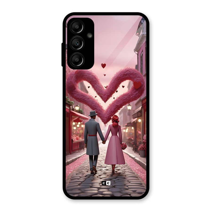 Valetines Couple Walking Glass Back Case for Galaxy A14 5G