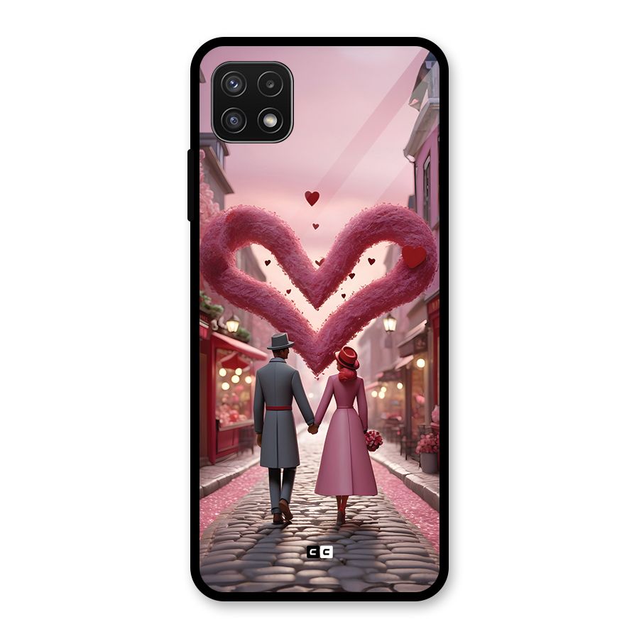 Valetines Couple Walking Glass Back Case for Galaxy A22 5G