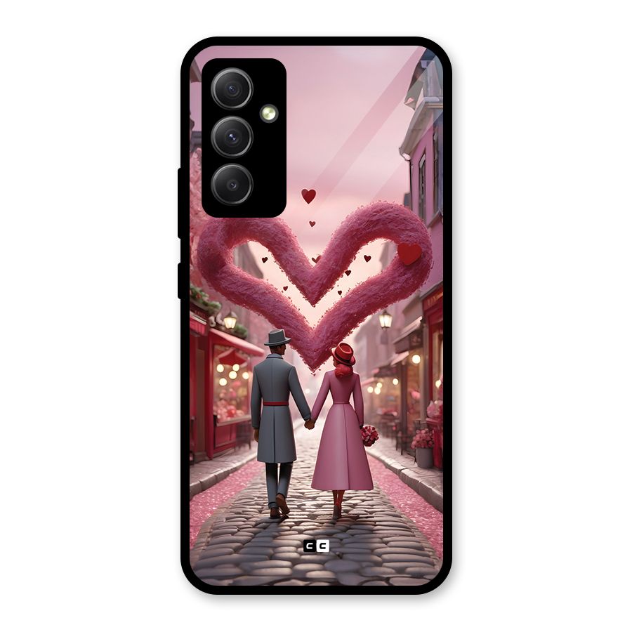 Valetines Couple Walking Glass Back Case for Galaxy A34