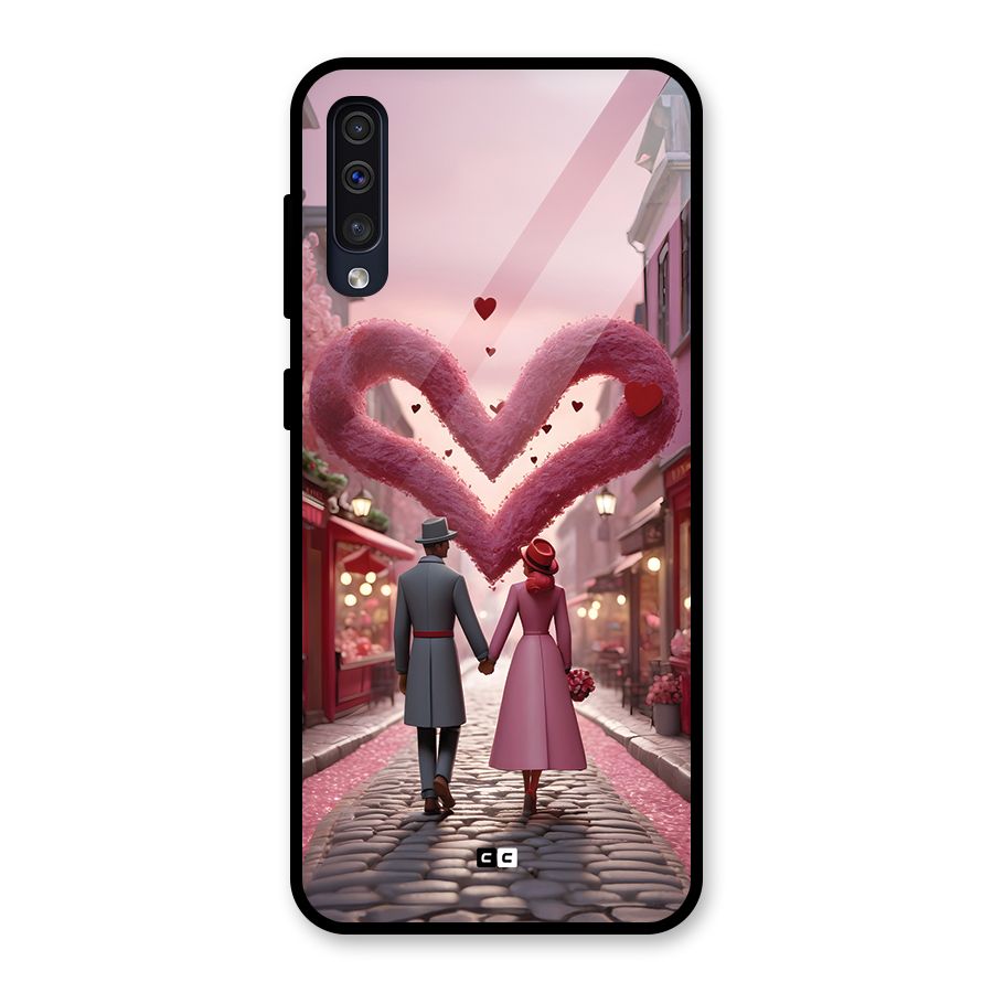 Valetines Couple Walking Glass Back Case for Galaxy A50s