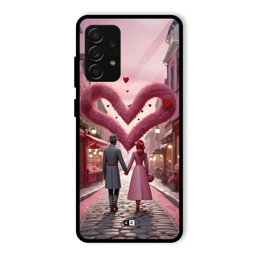Valetines Couple Walking Glass Back Case for Galaxy A53 5G