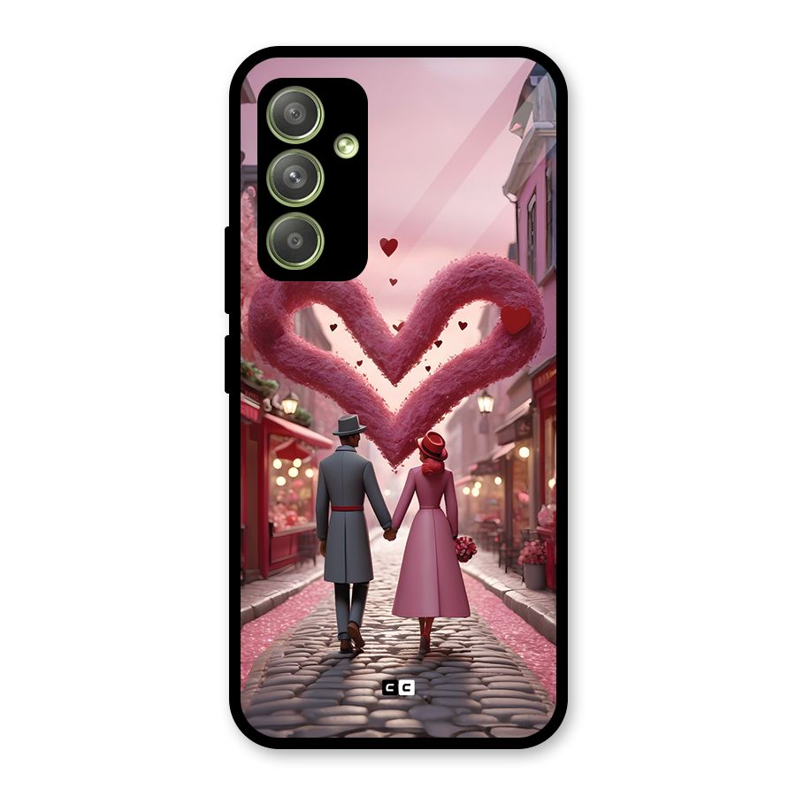 Valetines Couple Walking Glass Back Case for Galaxy A54