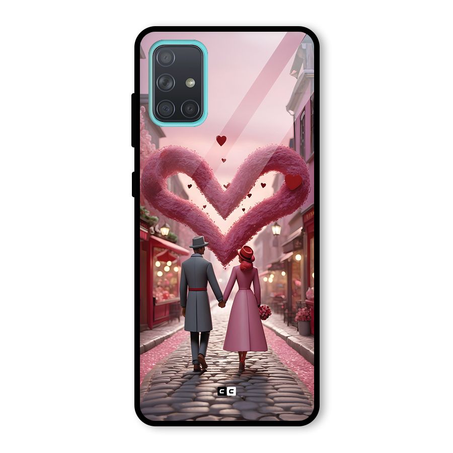 Valetines Couple Walking Glass Back Case for Galaxy A71