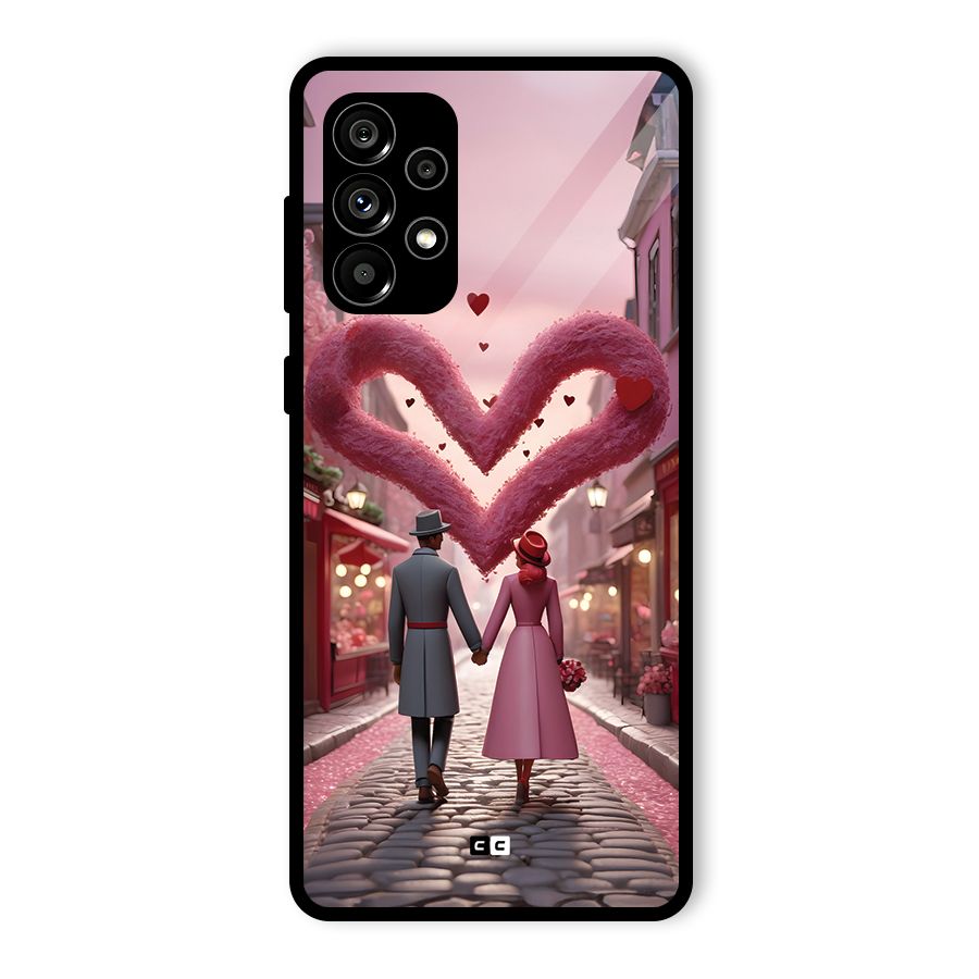 Valetines Couple Walking Glass Back Case for Galaxy A73 5G