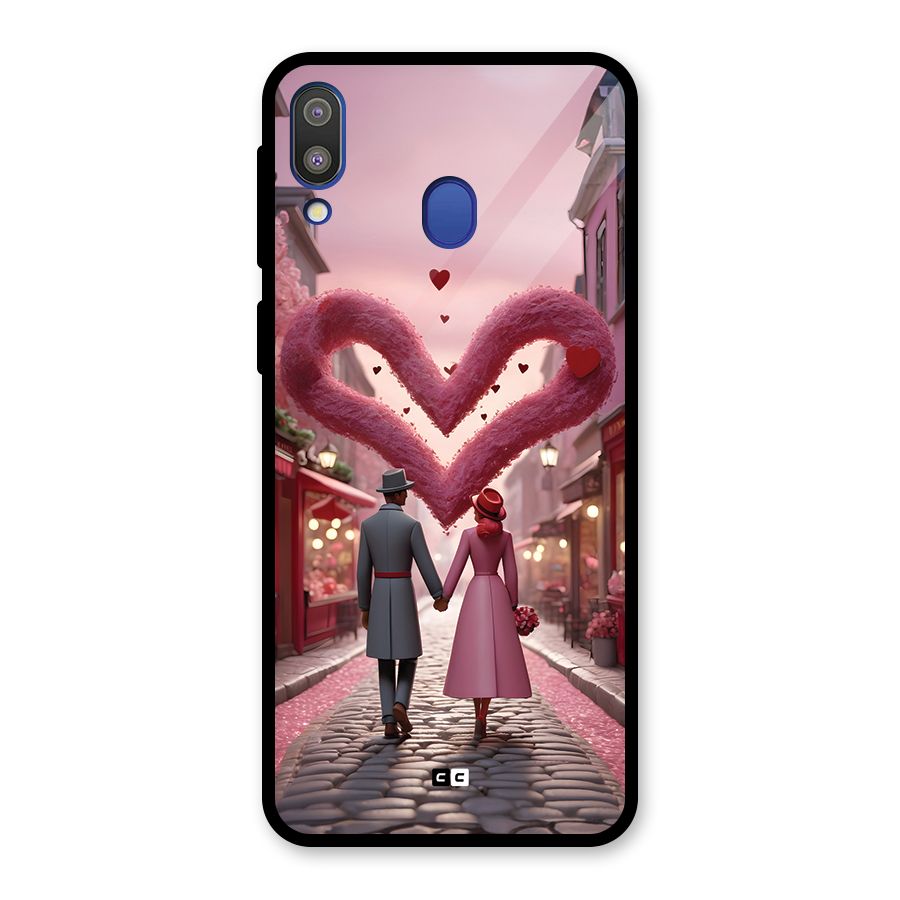 Valetines Couple Walking Glass Back Case for Galaxy M20