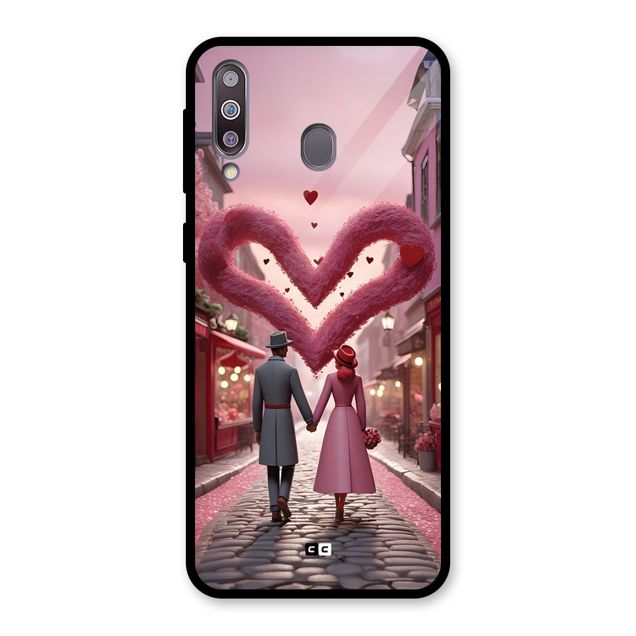Valetines Couple Walking Glass Back Case for Galaxy M30