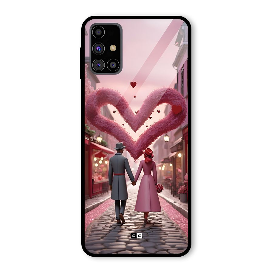 Valetines Couple Walking Glass Back Case for Galaxy M31s