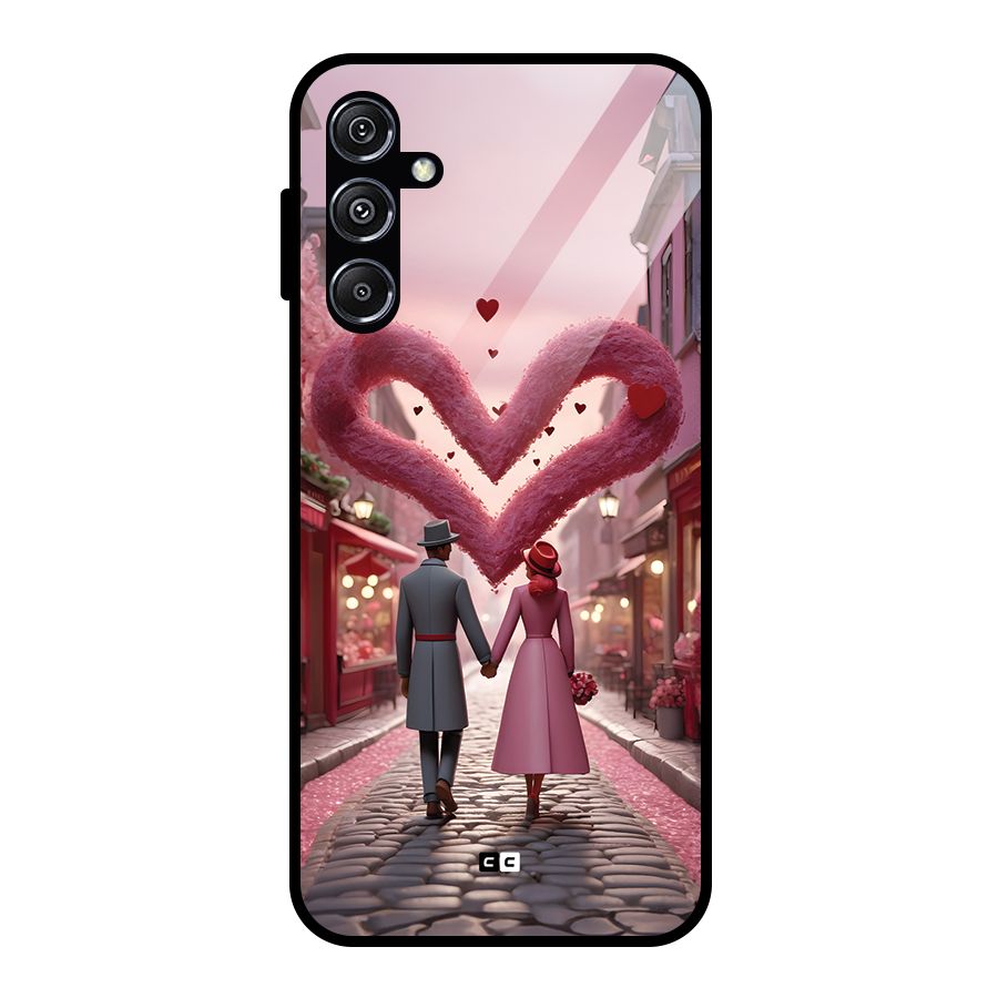 Valetines Couple Walking Glass Back Case for Galaxy M34 5G