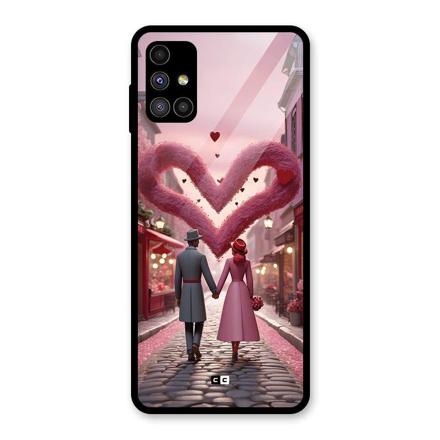 Valetines Couple Walking Glass Back Case for Galaxy M51