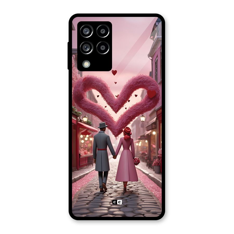Valetines Couple Walking Glass Back Case for Galaxy M53 5G