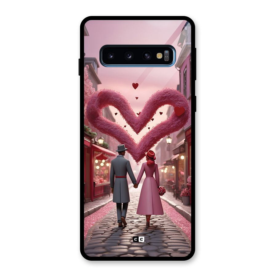 Valetines Couple Walking Glass Back Case for Galaxy S10