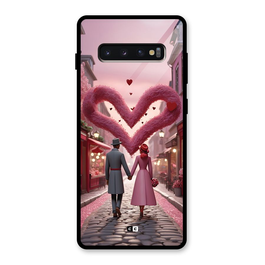 Valetines Couple Walking Glass Back Case for Galaxy S10 Plus