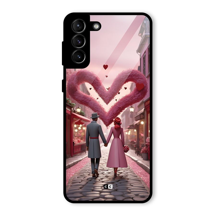 Valetines Couple Walking Glass Back Case for Galaxy S21 Plus