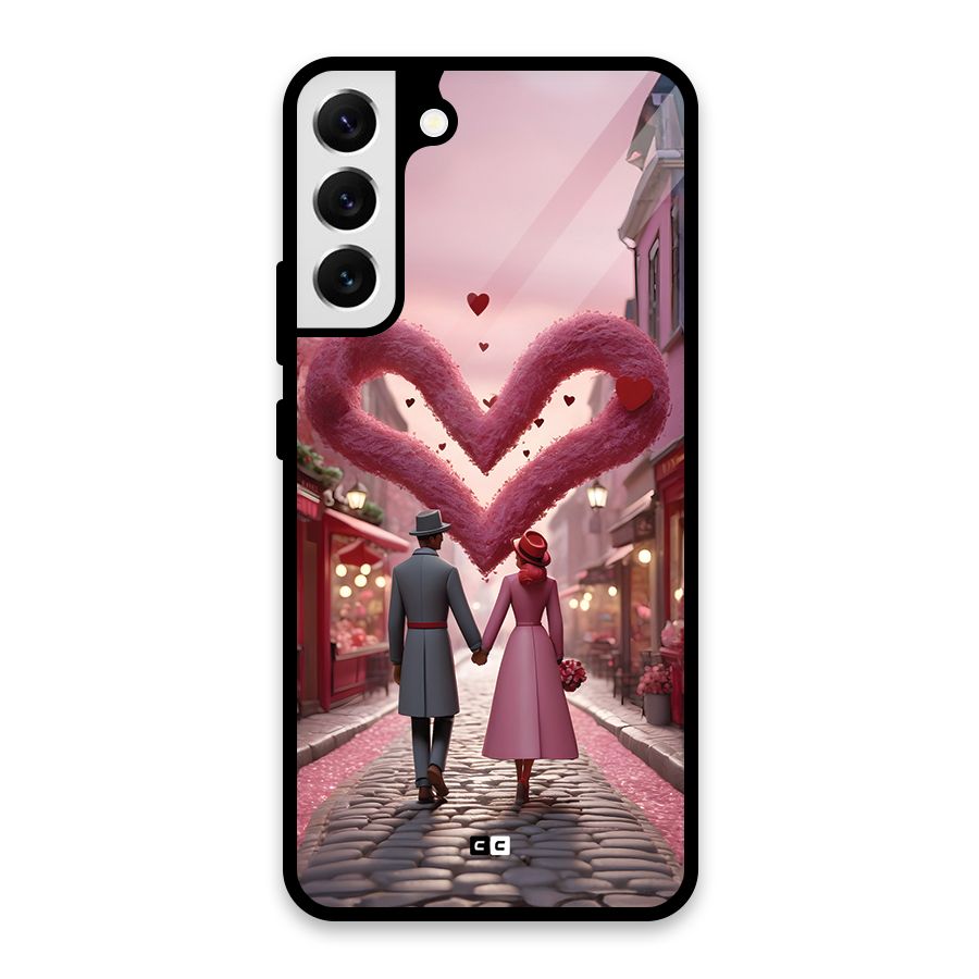Valetines Couple Walking Glass Back Case for Galaxy S22 Plus 5G