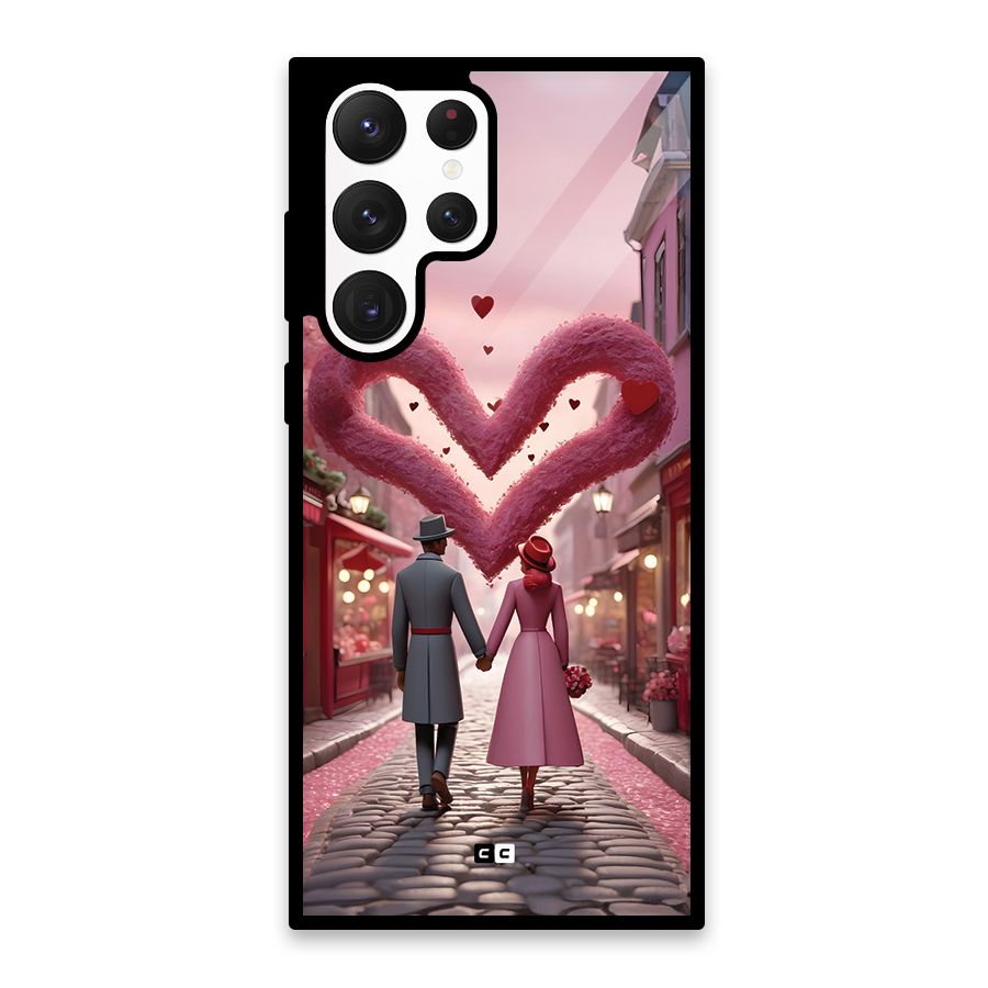 Valetines Couple Walking Glass Back Case for Galaxy S22 Ultra 5G