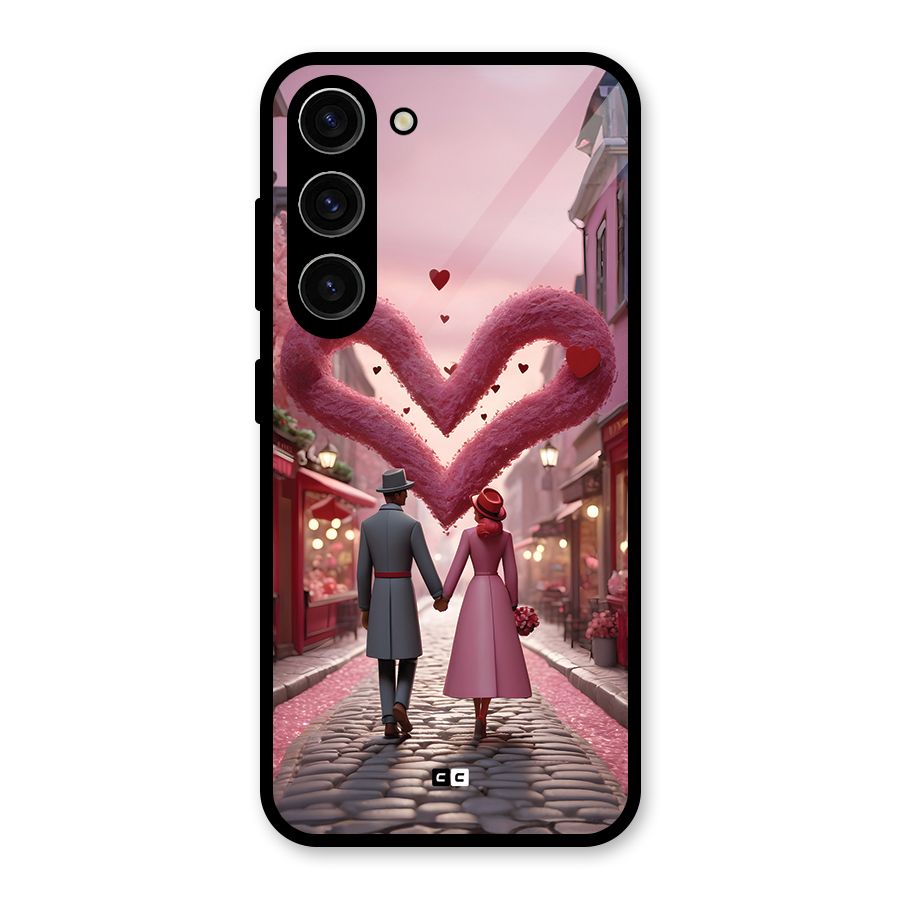 Valetines Couple Walking Glass Back Case for Galaxy S23