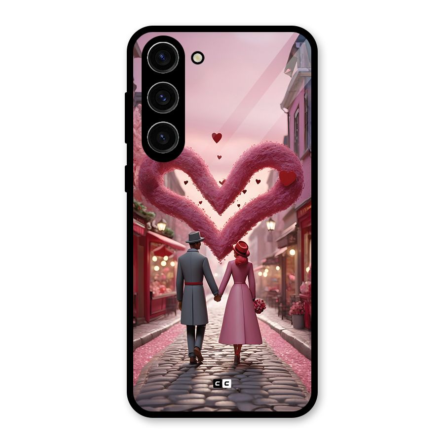 Valetines Couple Walking Glass Back Case for Galaxy S23 Plus