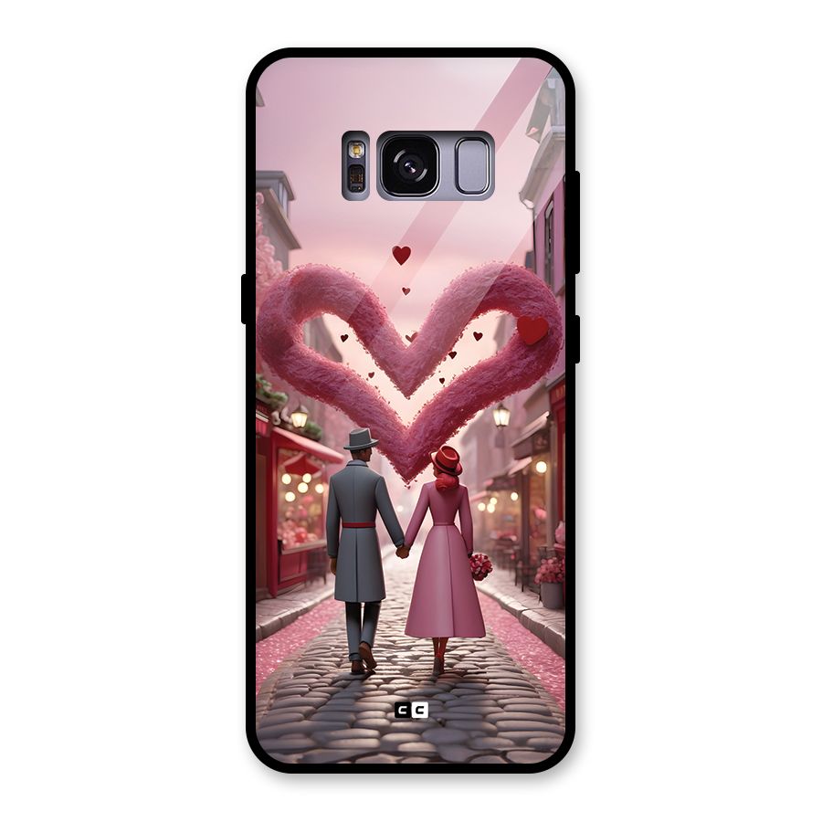 Valetines Couple Walking Glass Back Case for Galaxy S8