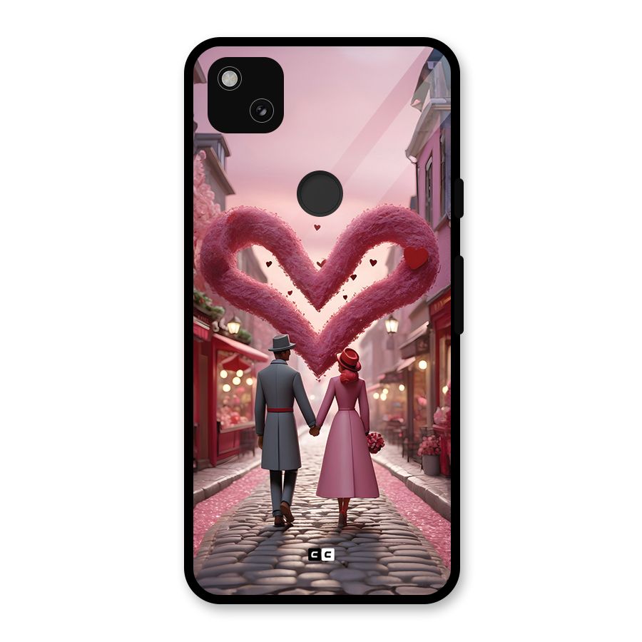 Valetines Couple Walking Glass Back Case for Google Pixel 4a