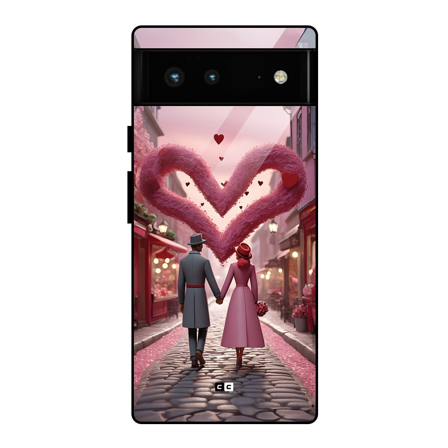 Valetines Couple Walking Glass Back Case for Google Pixel 6