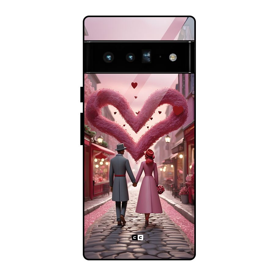 Valetines Couple Walking Glass Back Case for Google Pixel 6 Pro