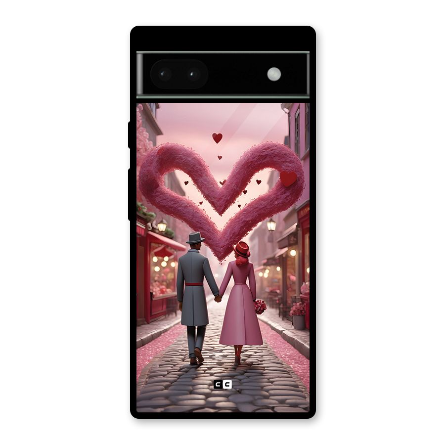 Valetines Couple Walking Glass Back Case for Google Pixel 6a