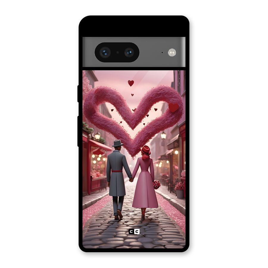 Valetines Couple Walking Glass Back Case for Google Pixel 7