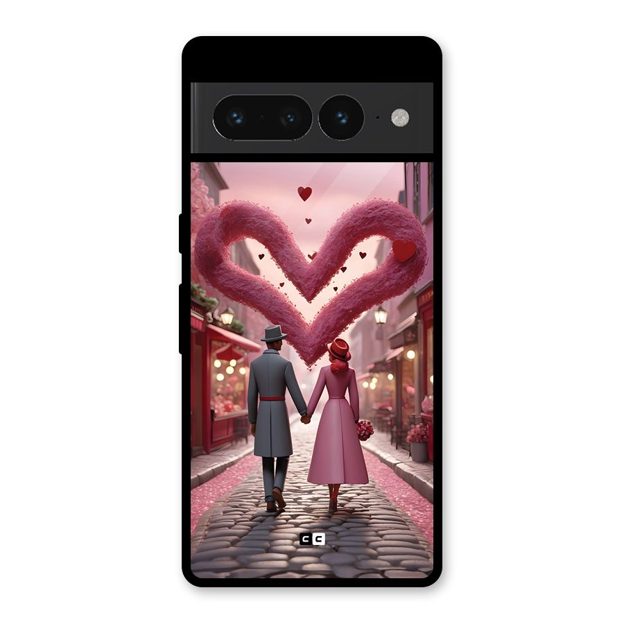 Valetines Couple Walking Glass Back Case for Google Pixel 7 Pro
