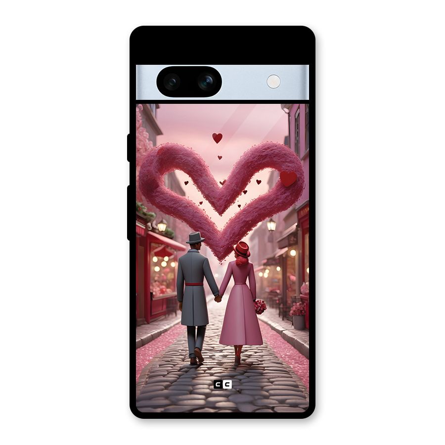 Valetines Couple Walking Glass Back Case for Google Pixel 7a
