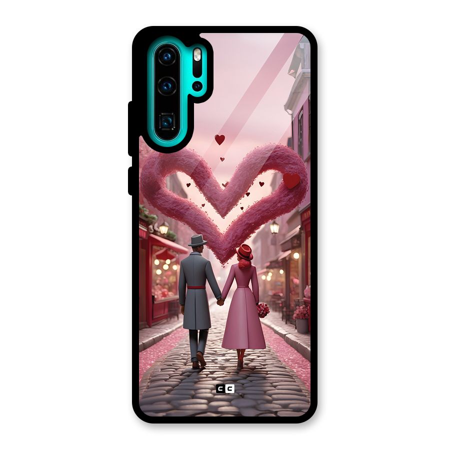 Valetines Couple Walking Glass Back Case for Huawei P30 Pro