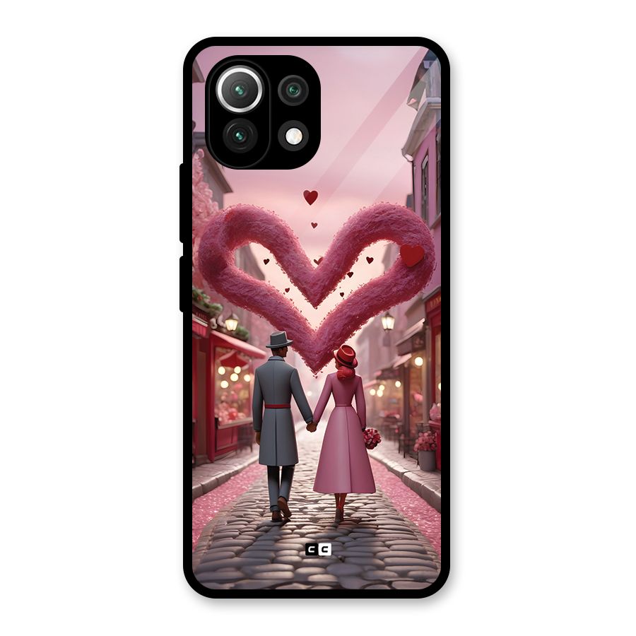 Valetines Couple Walking Glass Back Case for Mi 11 Lite