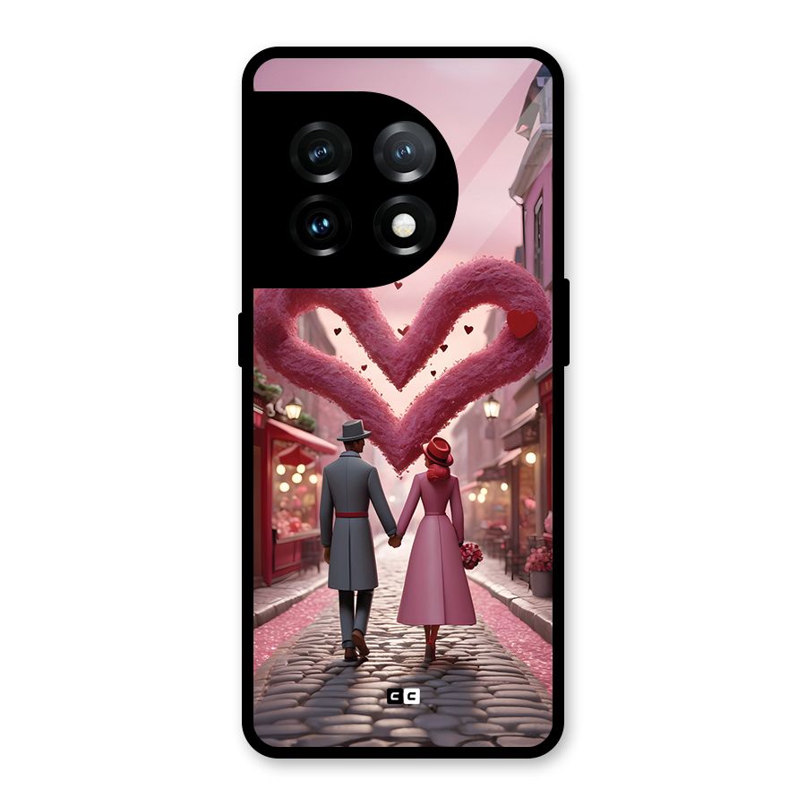 Valetines Couple Walking Glass Back Case for OnePlus 11