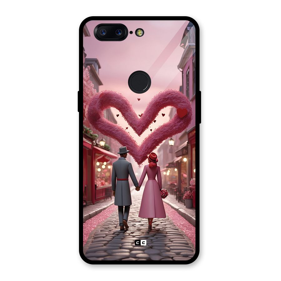 Valetines Couple Walking Glass Back Case for OnePlus 5T