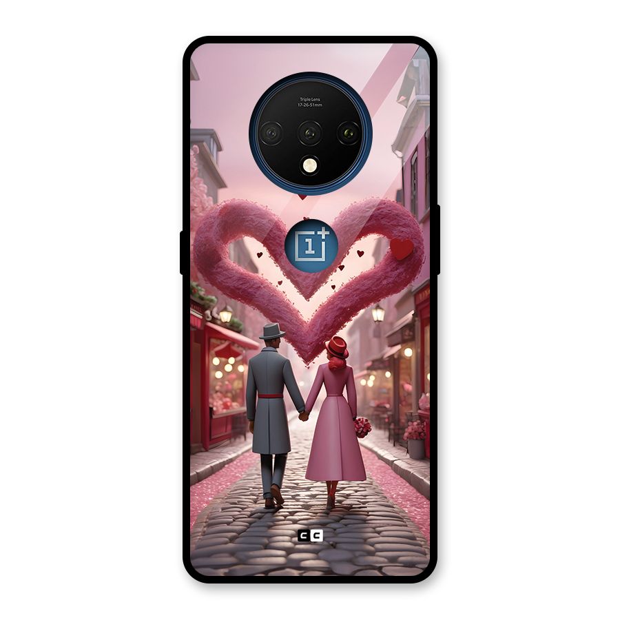 Valetines Couple Walking Glass Back Case for OnePlus 7T