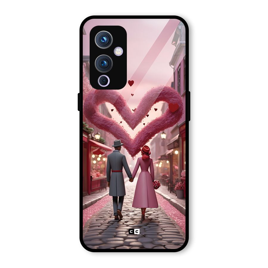 Valetines Couple Walking Glass Back Case for OnePlus 9