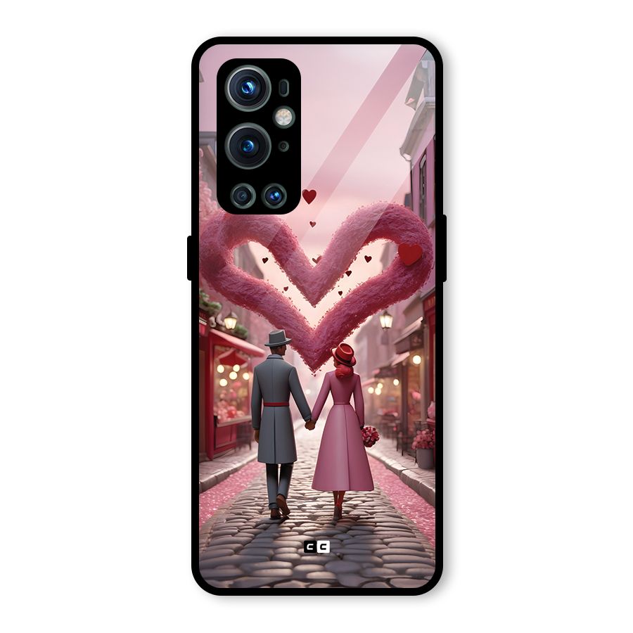 Valetines Couple Walking Glass Back Case for OnePlus 9 Pro