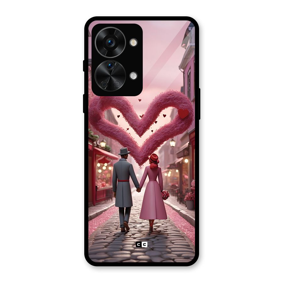 Valetines Couple Walking Glass Back Case for OnePlus Nord 2T