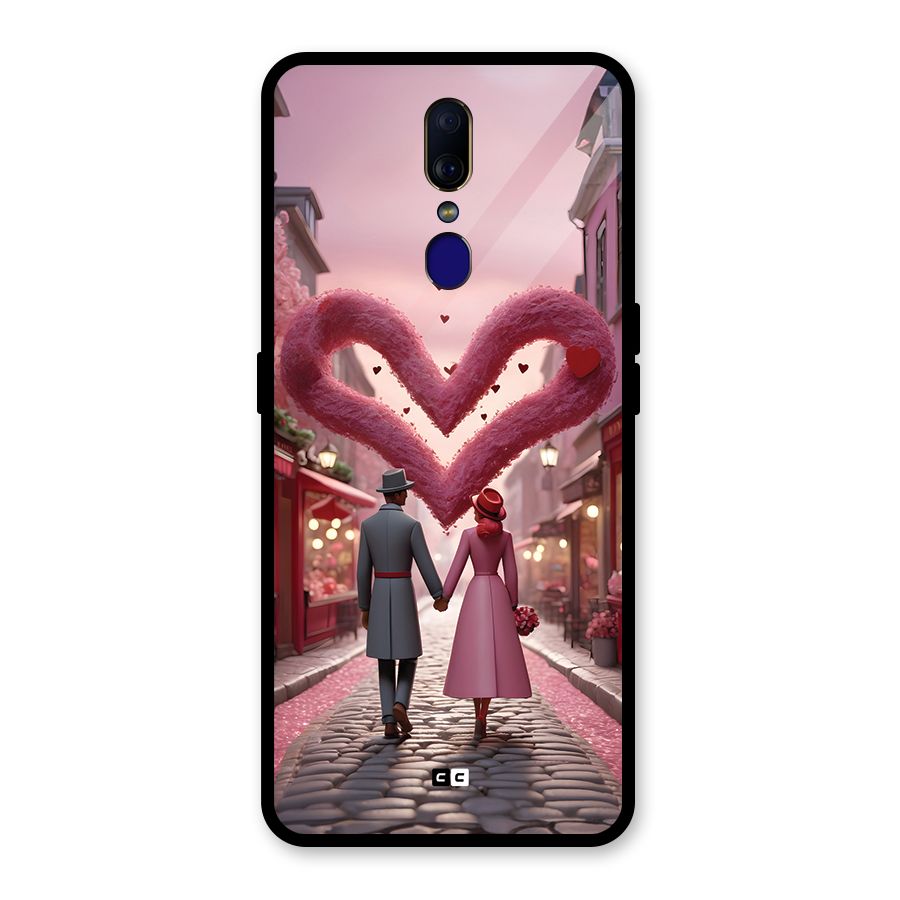 Valetines Couple Walking Glass Back Case for Oppo F11