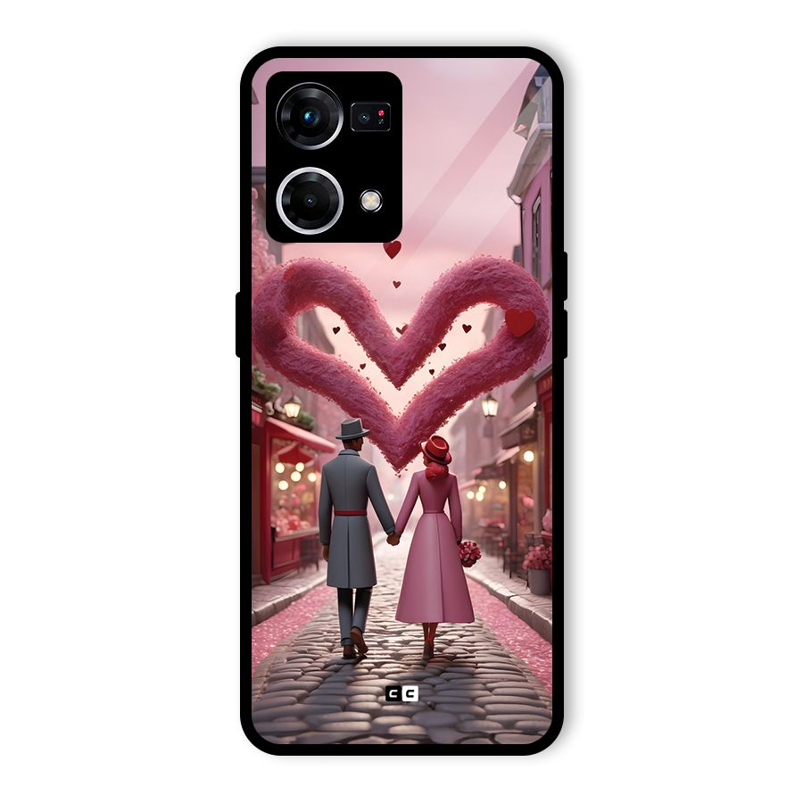 Valetines Couple Walking Glass Back Case for Oppo F21s Pro 4G