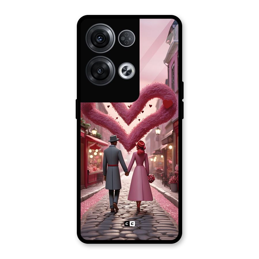 Valetines Couple Walking Glass Back Case for Oppo Reno8 Pro 5G