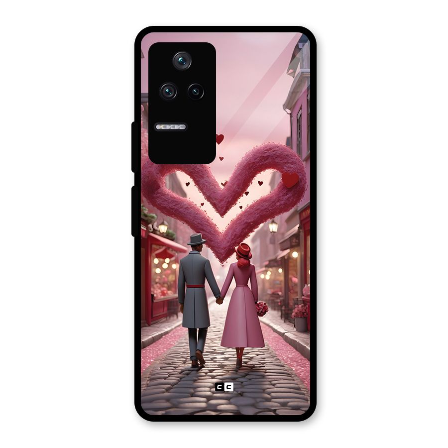 Valetines Couple Walking Glass Back Case for Poco F4 5G