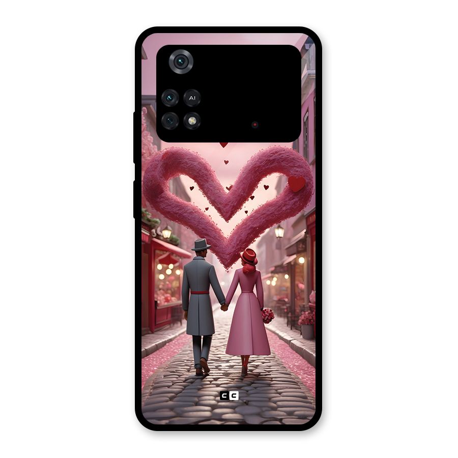 Valetines Couple Walking Glass Back Case for Poco M4 Pro 4G