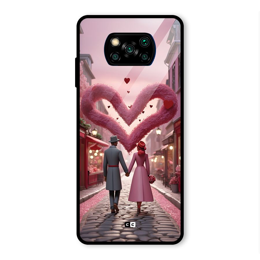 Valetines Couple Walking Glass Back Case for Poco X3 Pro