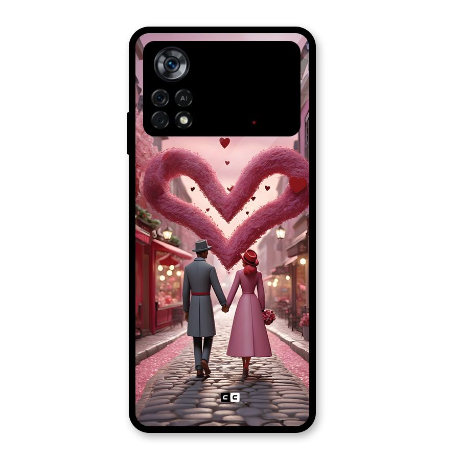Valetines Couple Walking Glass Back Case for Poco X4 Pro 5G