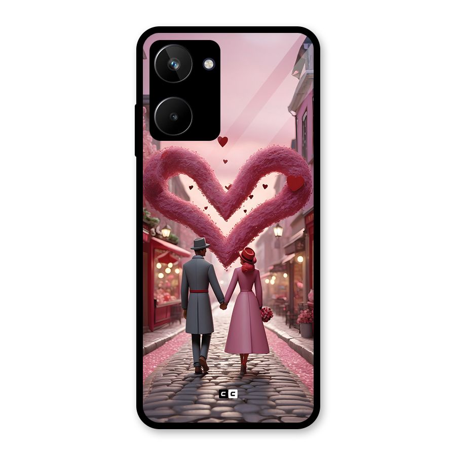 Valetines Couple Walking Glass Back Case for Realme 10